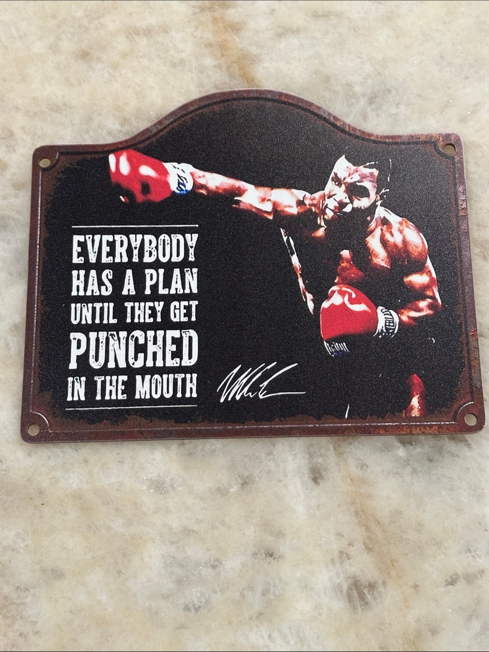 Motivational Mike Tyson Boxing Wooden Wall Sign - Black & Red